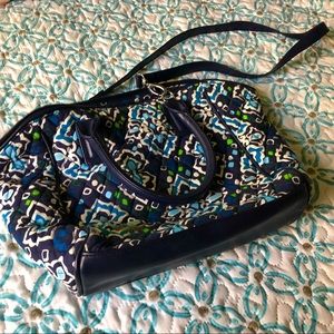 Vera Bradley satchel with handles and strap Navy blue